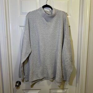 So Oversized Waffle Mock Neck Sweater Plus Size 2X Taupe Cozy